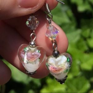 Floral heart earrings